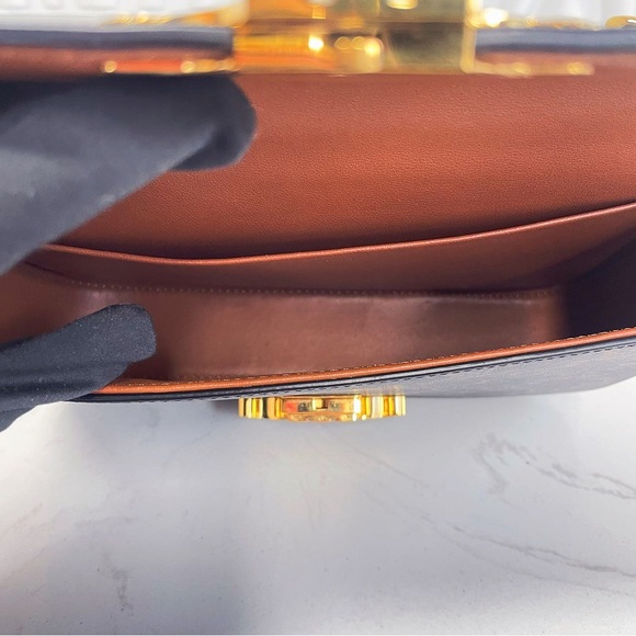 CELINE Triomphe Monogram Canvas Calfskin Leather Shoulder Bag - Picture 6 of 12